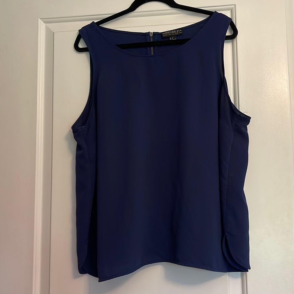 Navy blue sleeveless blouse